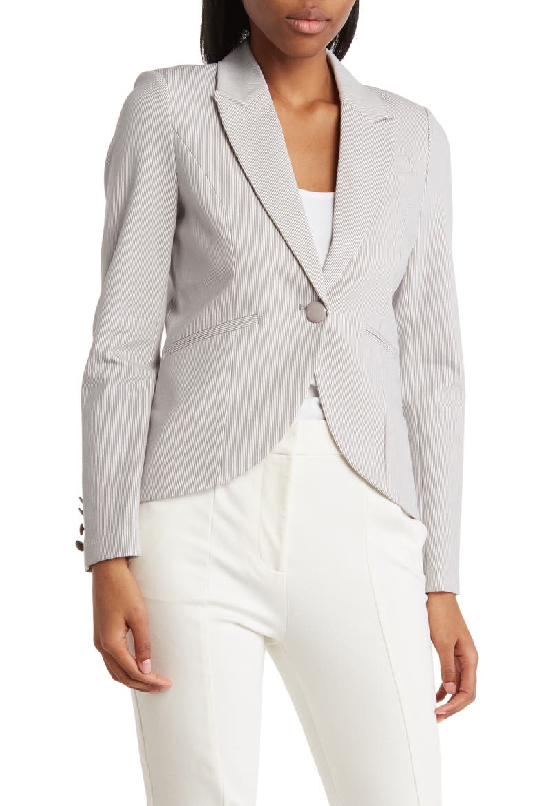 Pinstripe Cut Away Jacket, Main, color, TAN/WHITE