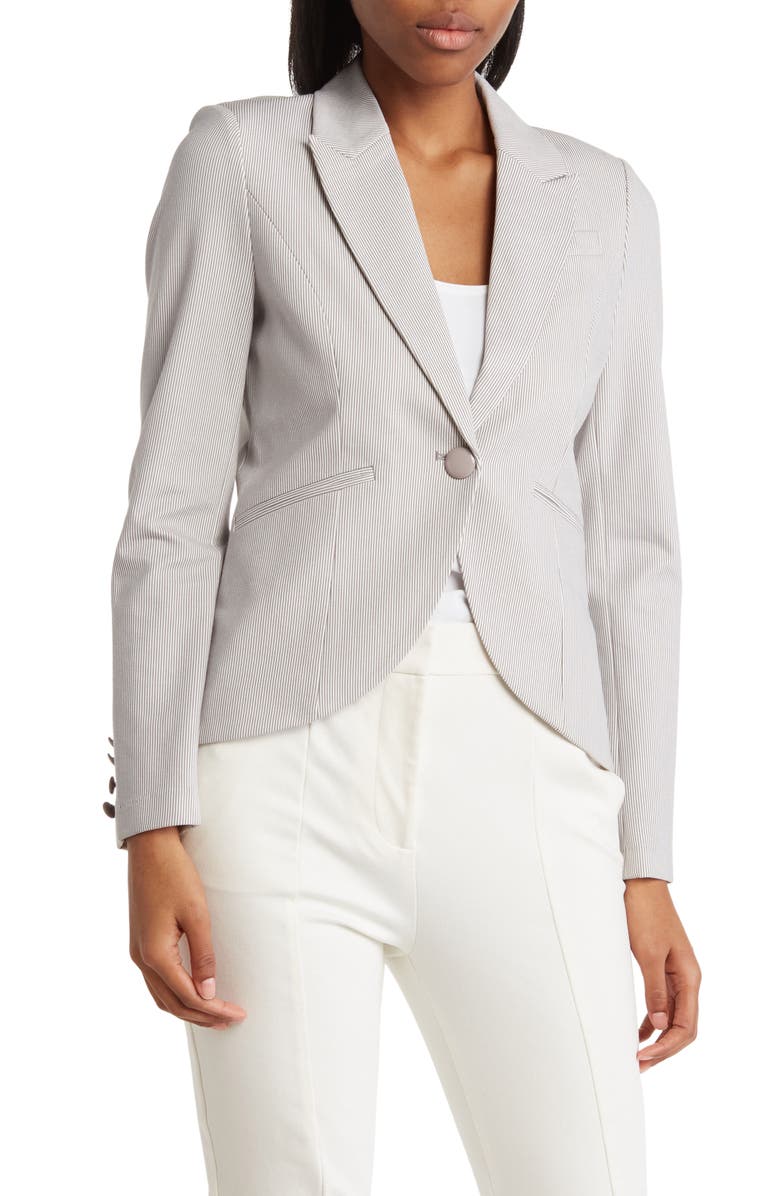 Amanda & Chelsea Pinstripe Cut Away Jacket, Main, color, 