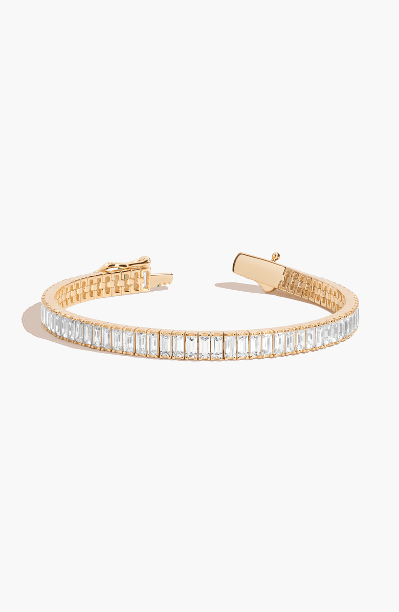Aurate New York White Sapphire Baguette Tennis Bracelet 12ct, Main, color, Yellow Gold Vermeil