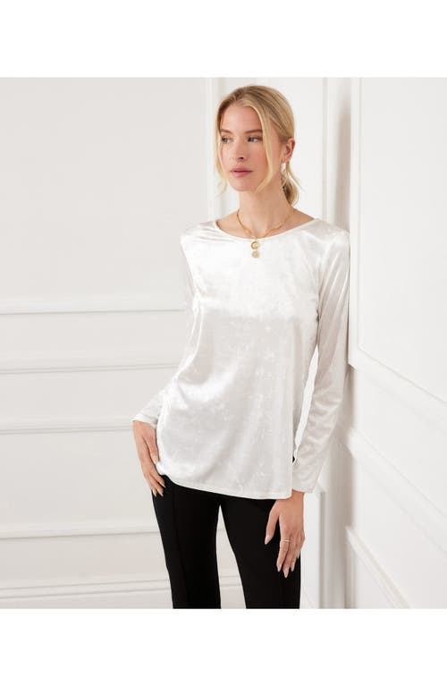 Karen Kane Crushed Velvet Top Shirttail Top In White