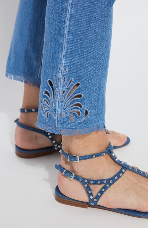Lyssé Yori Eyelet Hem Crop Straight Leg Jeans In Bleached Blue