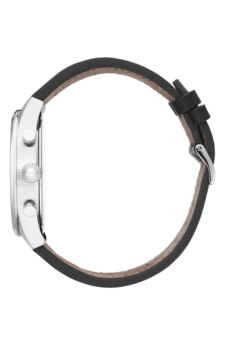 BOSS Pioneer Chronograph Leather Strap Watch, 44mm, Alternate, color, 