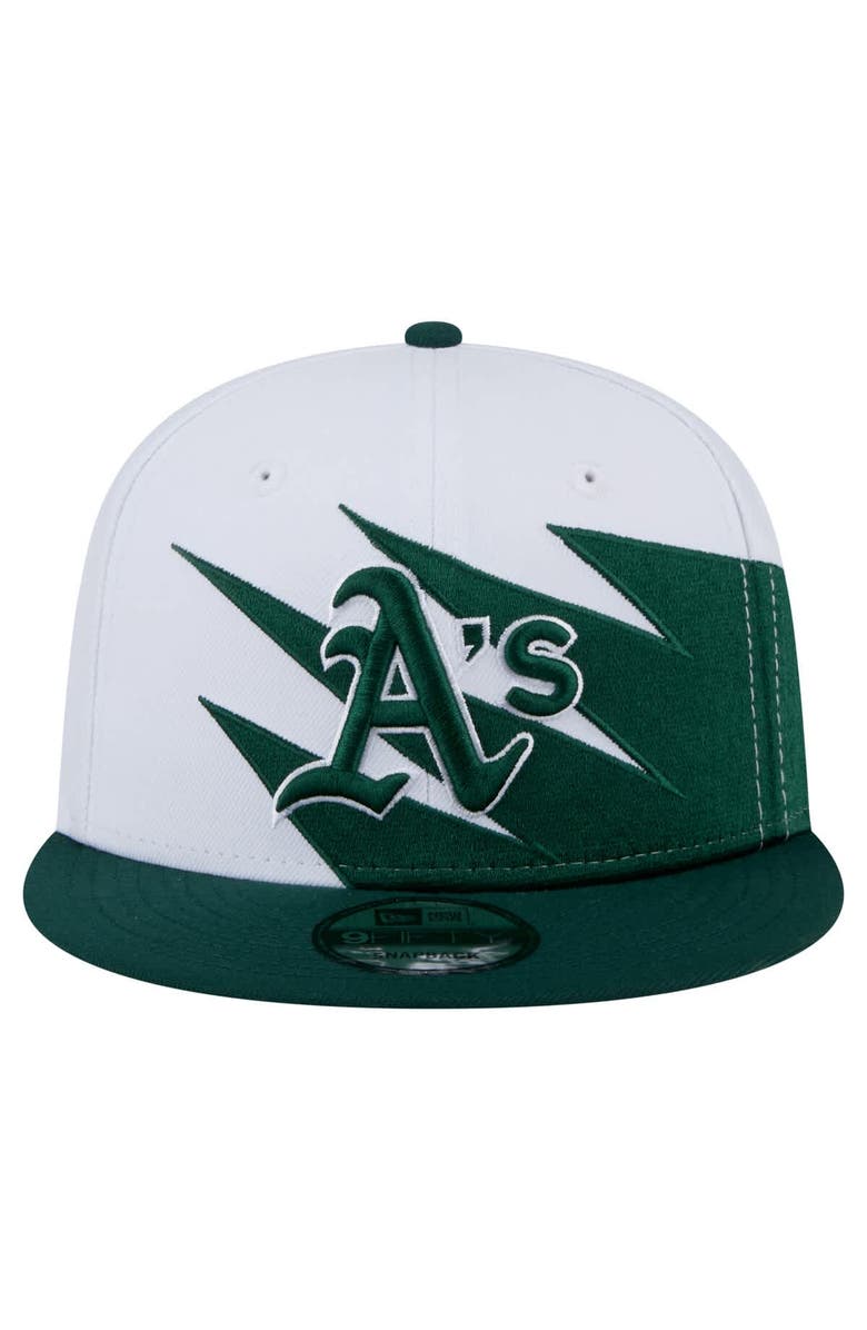 New Era Men's New Era Green/White Athletics Jagged 9FIFTY Snapback Hat, Alternate, color,