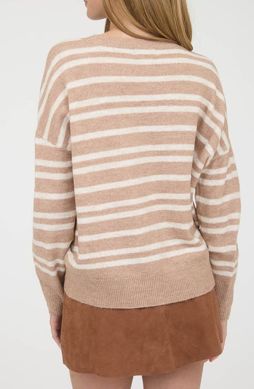 Blu Pepper Stripe Relaxed Fit Sweater In Brown