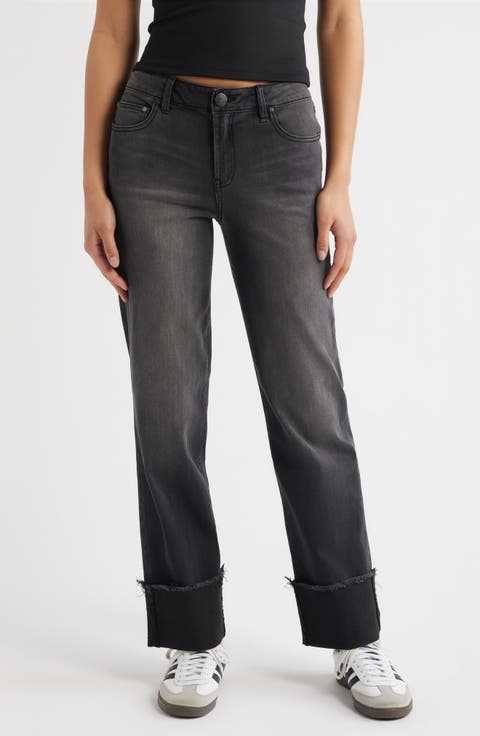 Cuffed Raw Hem Straight Leg Jeans (Watson)