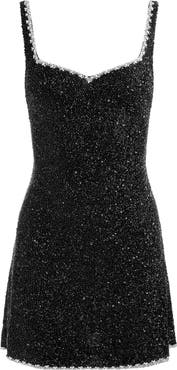 Alice + Olivia Eve Beaded Sweetheart Neck Minidress
