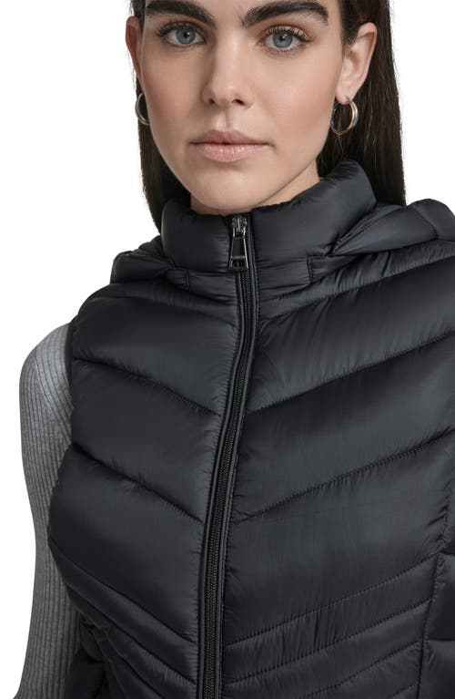 Calvin Klein Water Resistant Chevron Quilted Puffer Vest In Black