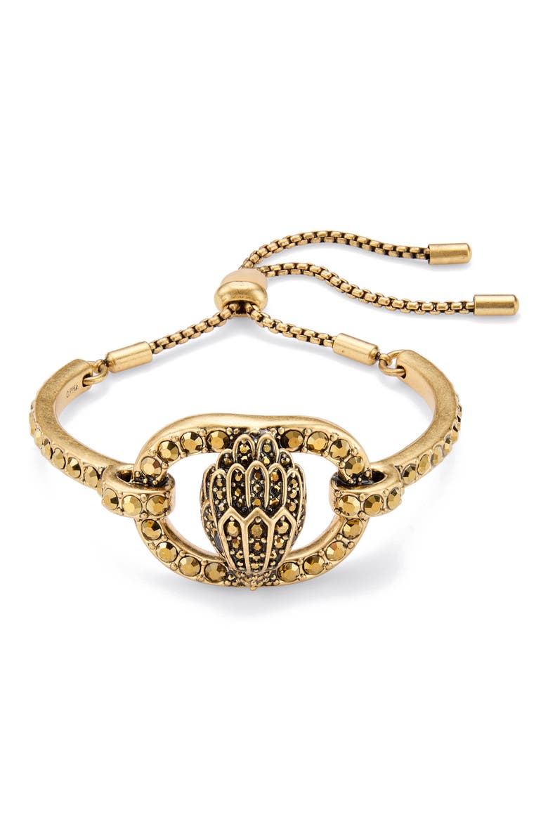 Chelsea Eagle Head Slider Cuff Bracelet, Main, color, BRASS