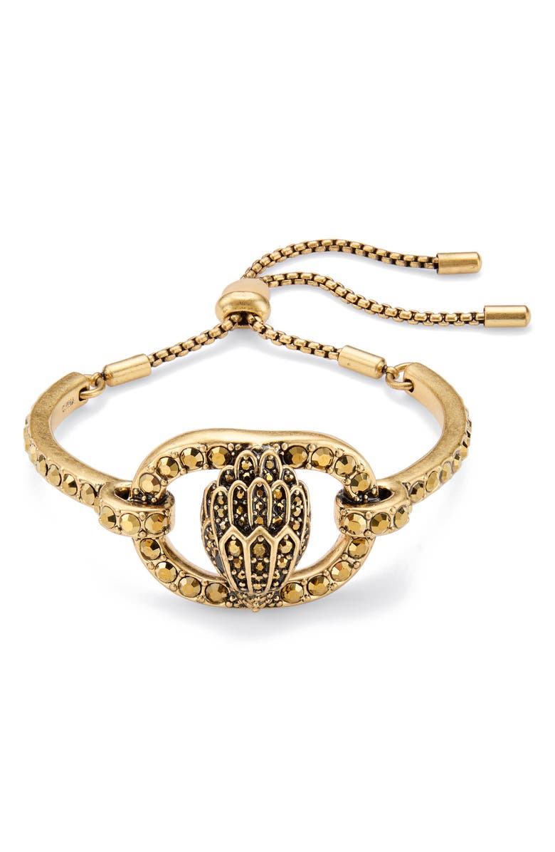 Kurt Geiger London Chelsea Eagle Head Slider Cuff Bracelet, Main, color, Brass