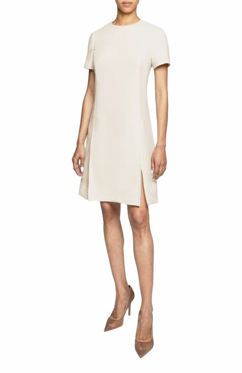 KATE Short Sleeve Shift Dress with Skirt Zippered Slit Detail