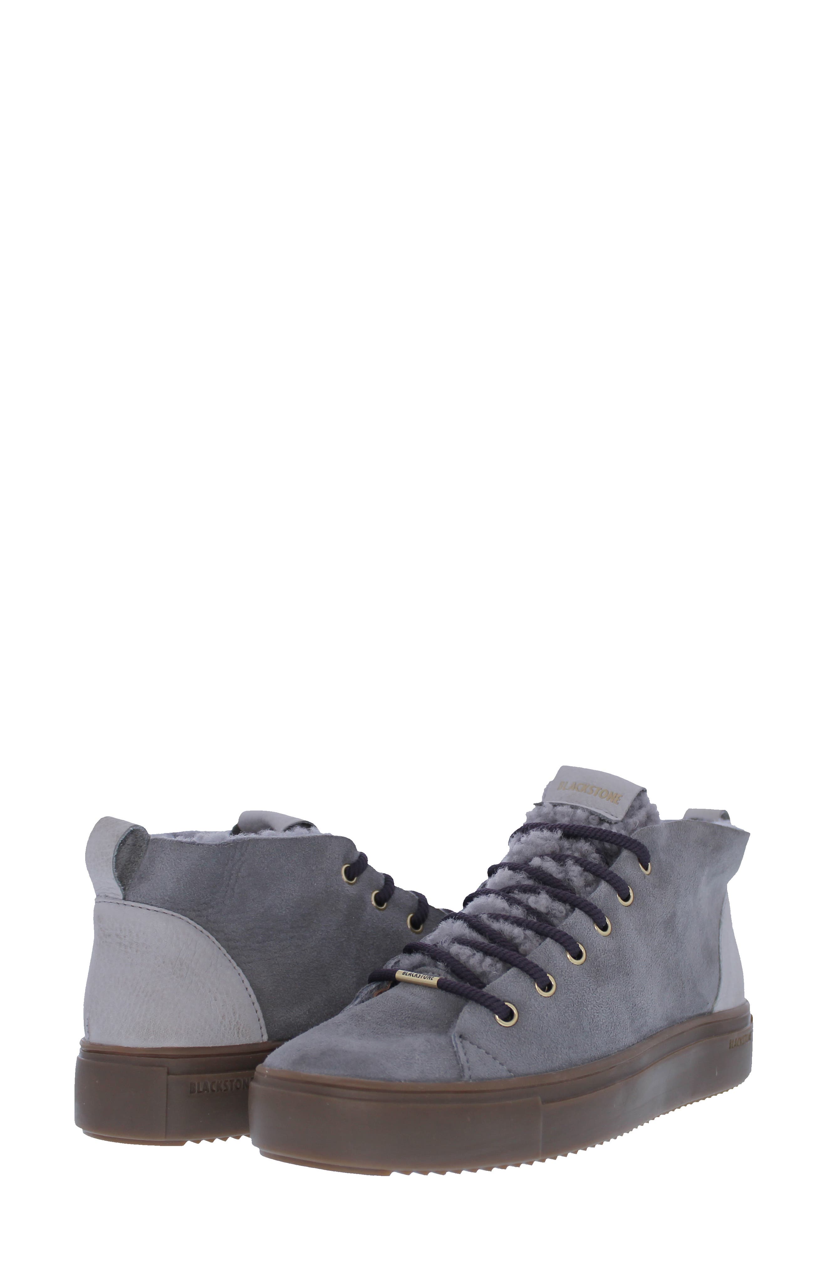 QL48 Genuine Shearling Lined High Top Sneaker, Main, color, SILVER SCONCE NUBUCK LEATHER