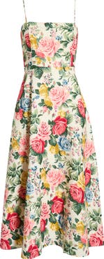 WAYF Josefina Floral Linen Blend Midi Dress