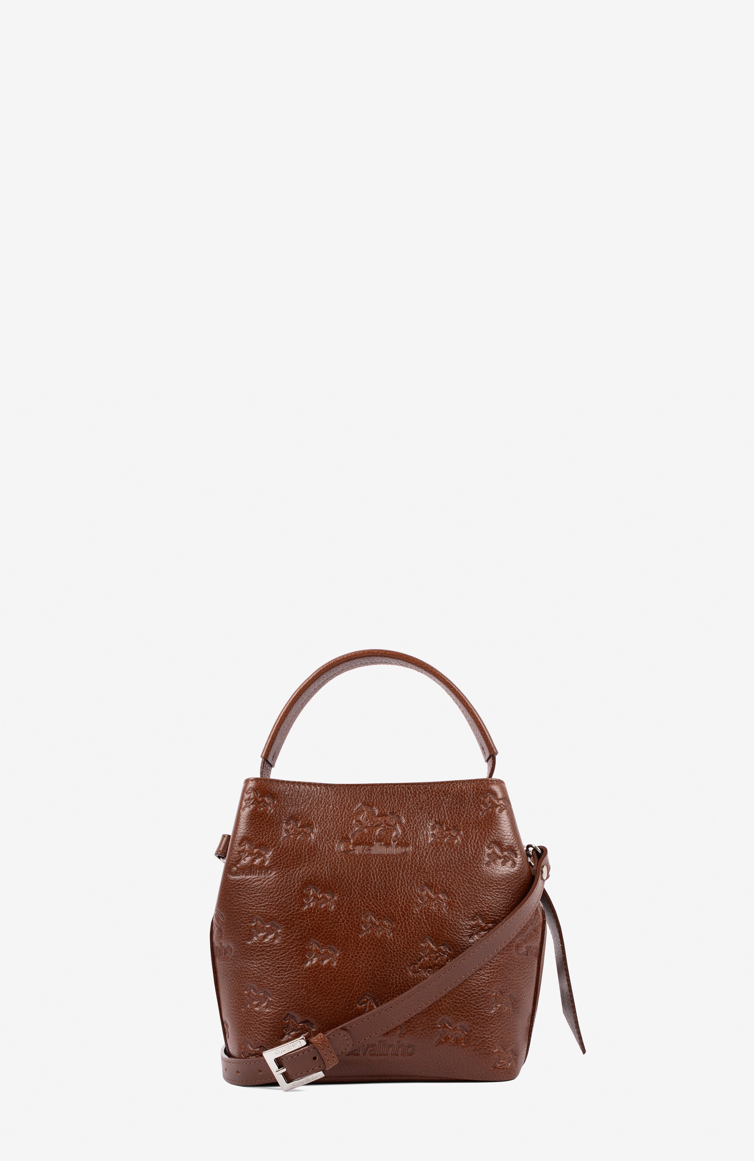Cavalo Lusitano 591 Embossed Leather Bucket Bag, Alternate, color, Camel Brown