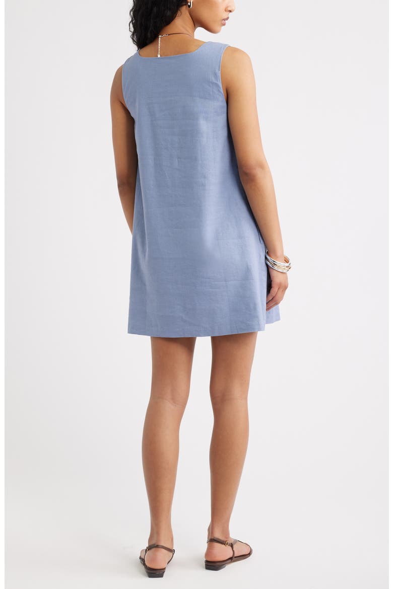 Linen Blend Shift Dress, Alternate, color, BLUE UMBRA
