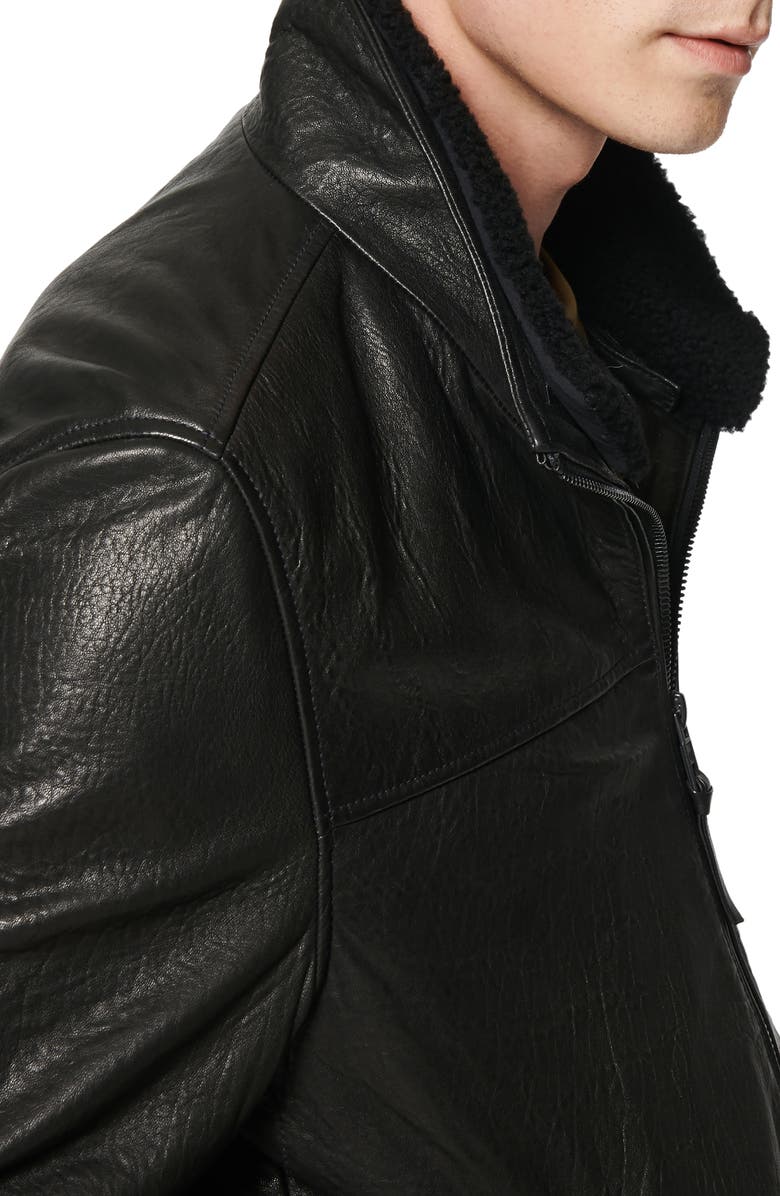 Andrew Marc Augustine Leather Jacket with Genuine Shearling Collar, Alternate, color, 