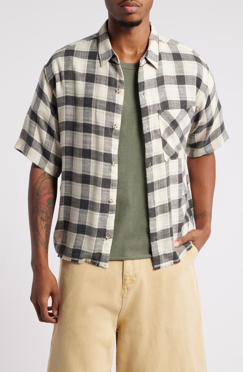 Elwood Riker Plaid Short Sleeve Button-Up Shirt, Main, color, Rikers Plaid