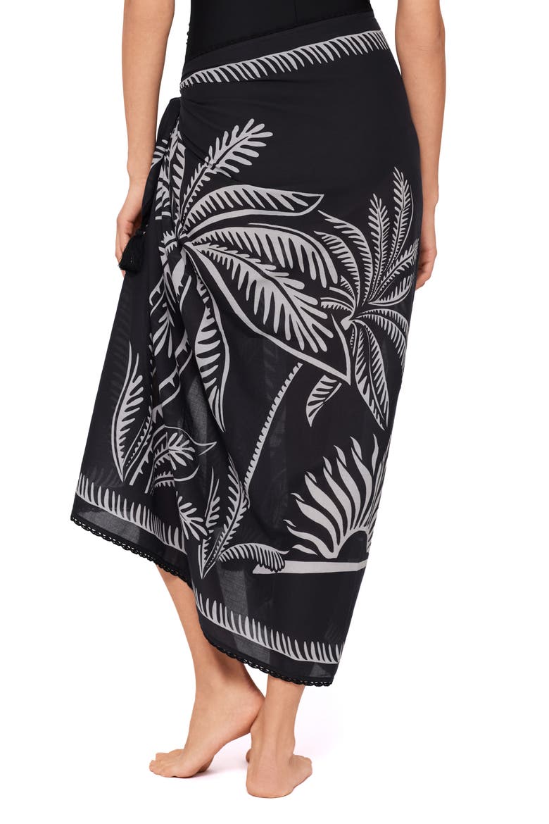 Hearts of Palm Cotton Pareo, Alternate, color, BLACK/ MULTI