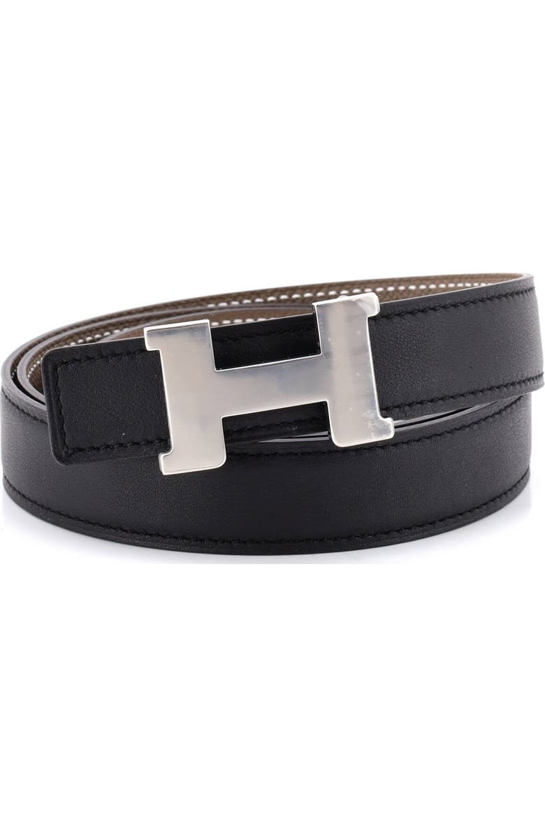 Pre-Owned Hermes Constance Reversible Belt Leather Thin, Main, color, Black