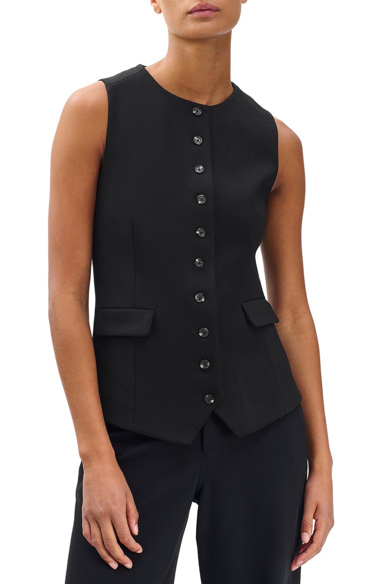Irina Ponte Longline Vest, Main, color, BLACK