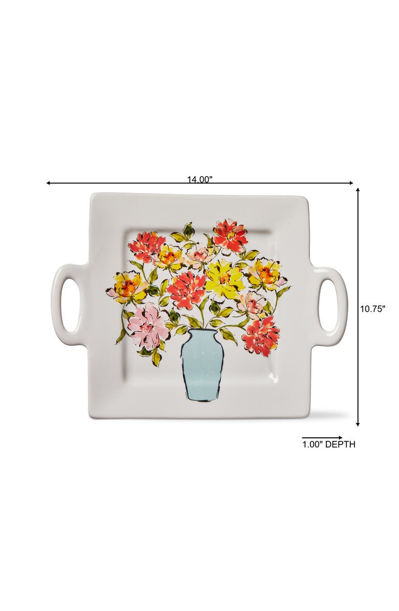 tag In Bloom Square Platter Multi Earthenware Spring, Alternate, color, White