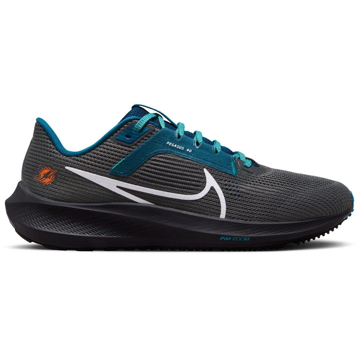 Nike Unisex Nike  Anthracite Miami Dolphins Zoom Pegasus 40 Running Shoe, Main, color, 