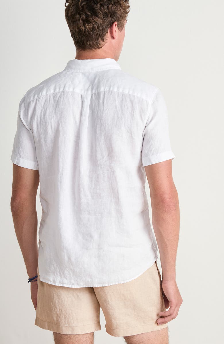 vineyard vines Surfside Solid Short Sleeve Linen Button-Down Shirt, Alternate, color, Linen White Cap