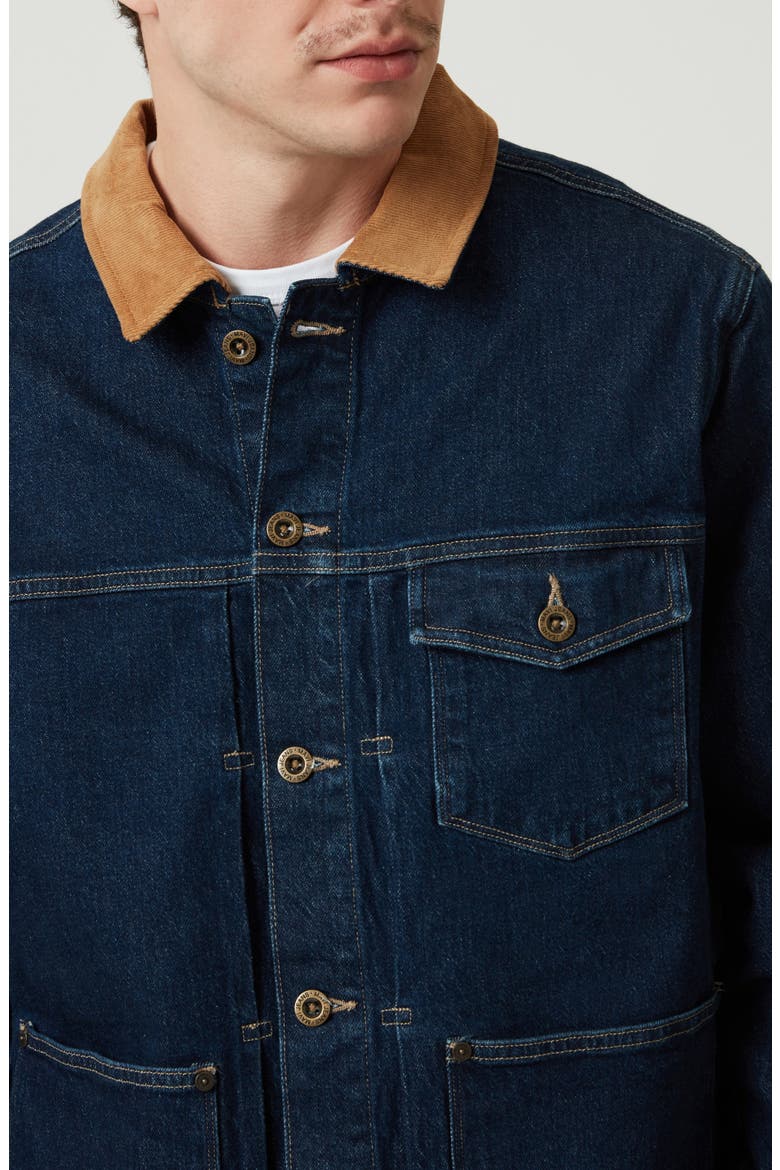 Willy Corduroy Collar Denim Jacket, Alternate, color, DEEP BLUE DENIM