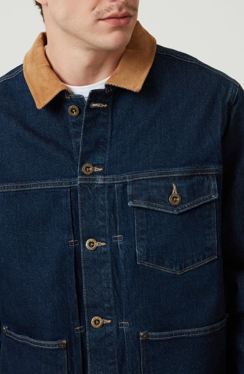 Mavi Jeans Willy Corduroy Collar Denim Jacket In Deep Blue Denim
