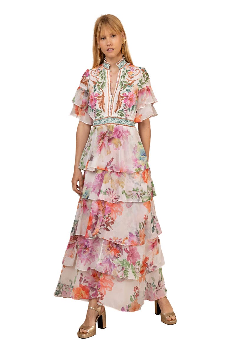 Hale Bob Itzayana Chiffon Maxi Dress, Main, color, Ivory