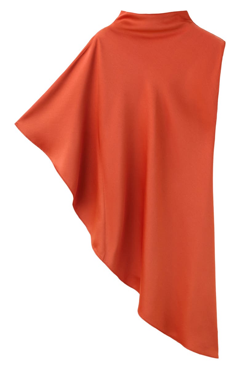 MANGO Asymmetric Single Elbow Sleeve Satin Top, Alternate, color,