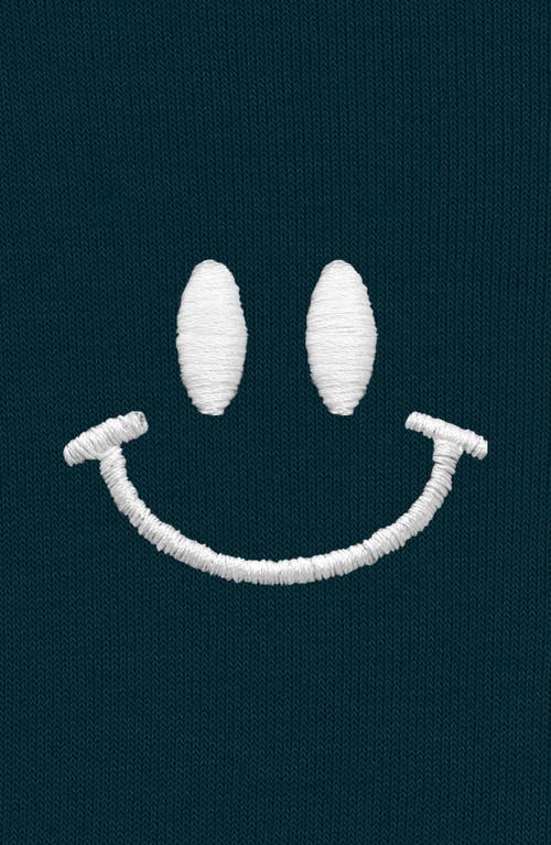 Dalix Smile Face Cropped Hoodie In Atlantic Green