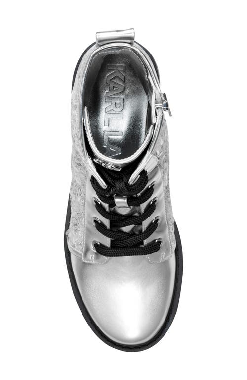 Karl Lagerfeld Paris Marlee Combat Boot In Silver