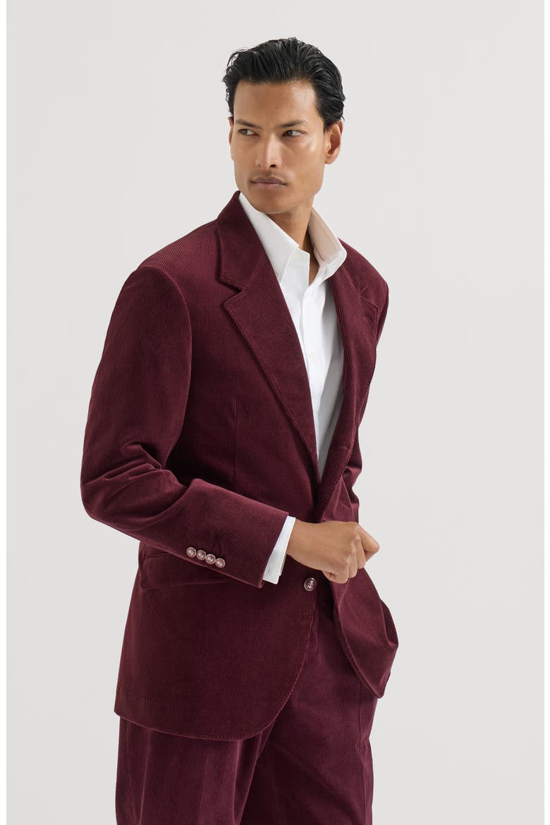 Comfort cotton and cashmere corduroy Cavallo Tailor blazer with metal buttons, Main, color, Bordeaux