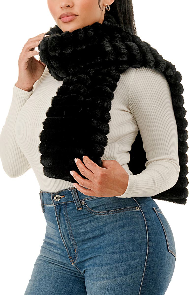 MARCUS ADLER Faux Fur Pull-Through Scarf, Alternate, color, Black