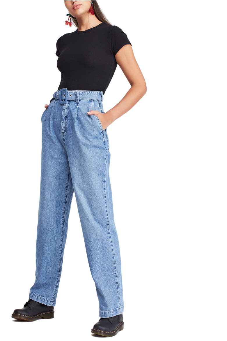 '80s Acid Wash HIgh Waist Mom Jeans, Alternate, color, DARK DENIM