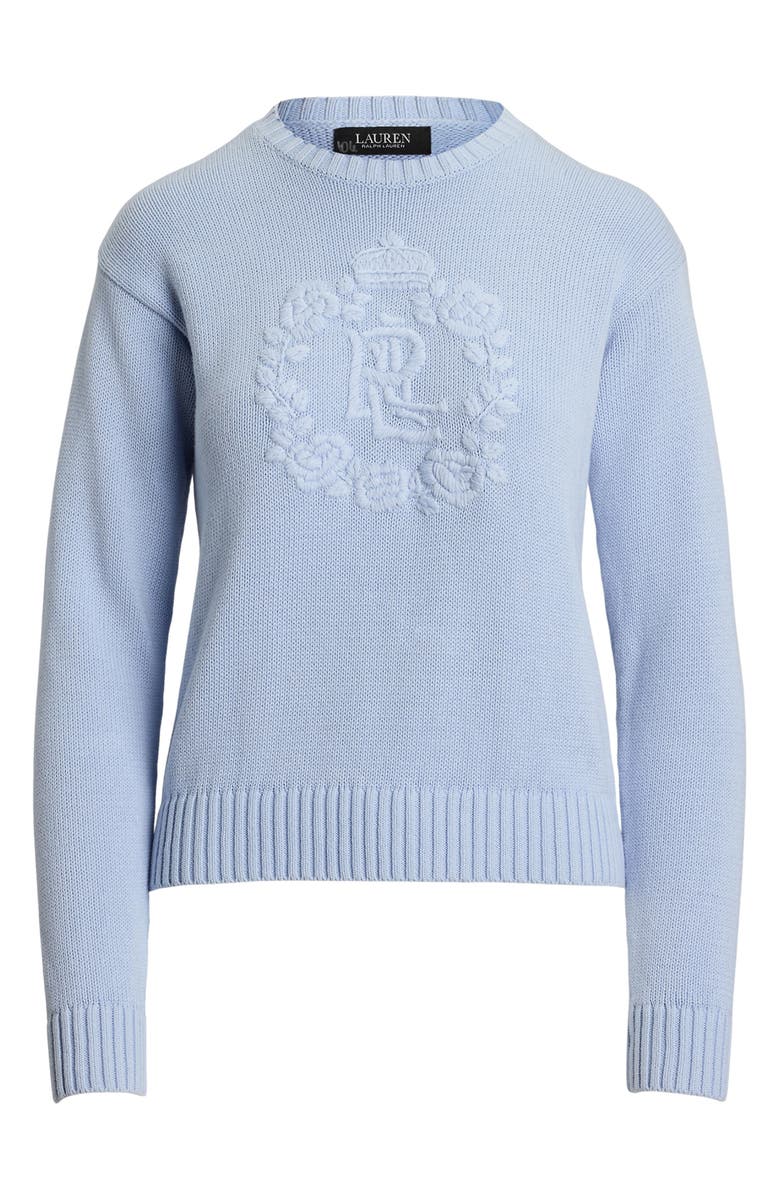 Lauren Ralph Lauren Floral Logo Combed Cotton Sweater, Alternate, color, 