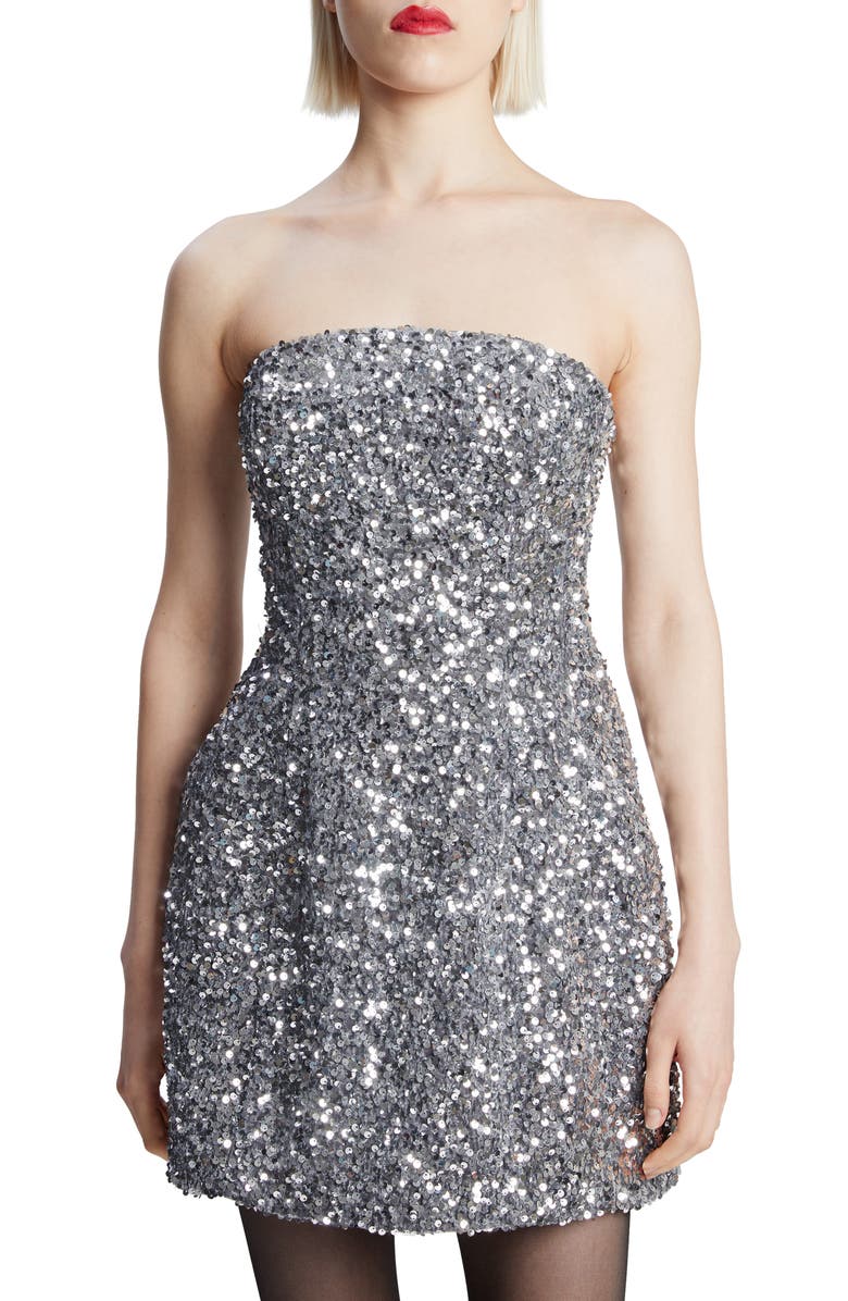 Bardot Karoline Strapless Sequin Cocktail Dress, Alternate, color, 