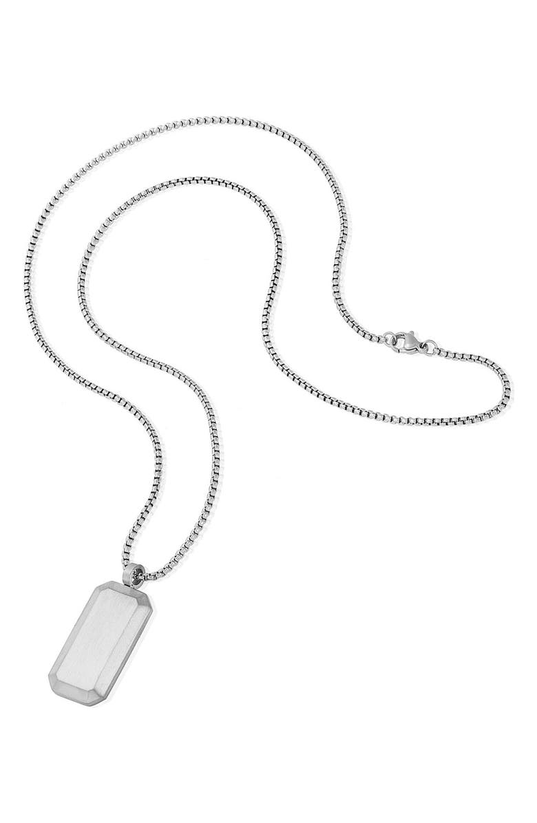 INVICTA Mens' Brushed Stainless Steel Dog Tag Necklace, Alternate, color, Silver