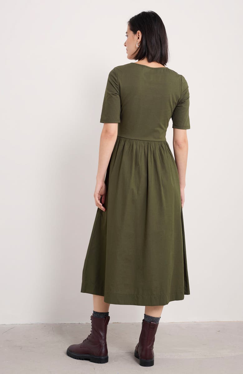 Seasalt Cornwall Madder Mixed Media Midi Dress, Alternate, color, Alpine