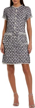 Mac Duggal Multicolor Cap Sleeve Floral Button Detail Shift Dress