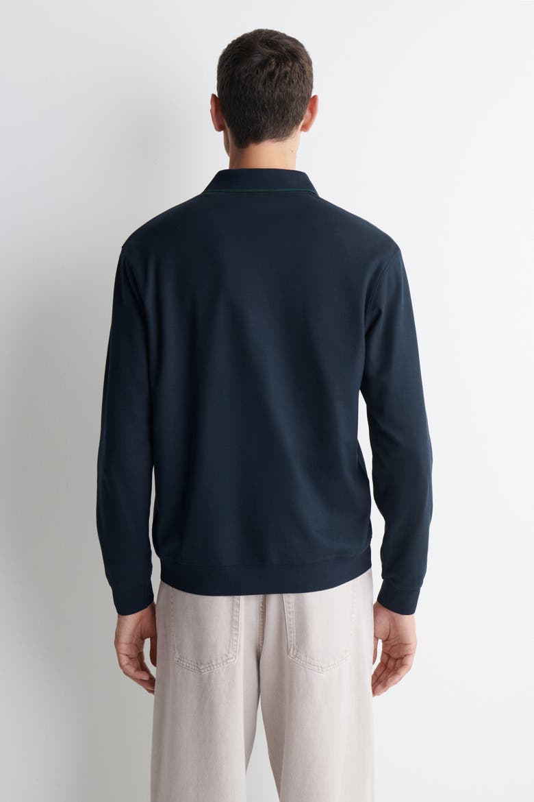 Contrast-tipped Cotton-pique Polo Shirt, Alternate, color, NAVY / GREEN