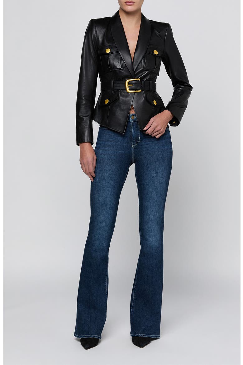 Wisteria Cargo Pocket Leather Blazer, Alternate, color, BLACK
