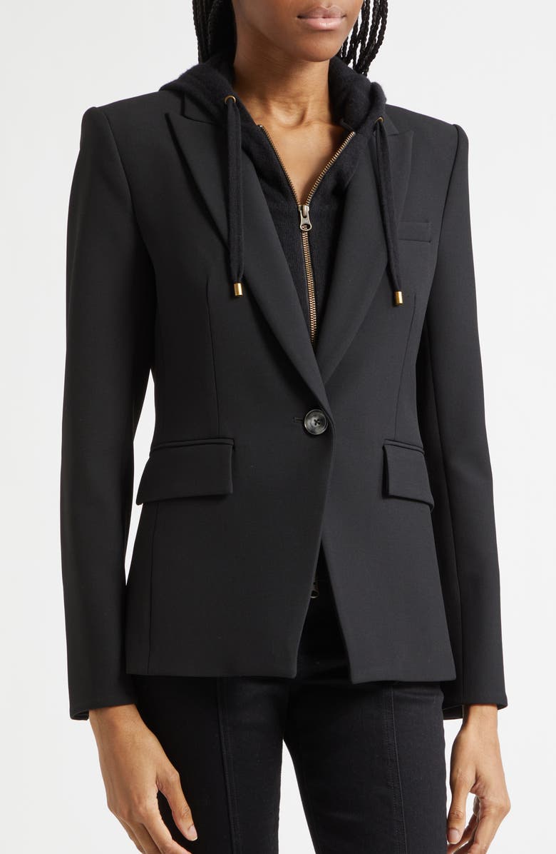 Veronica Beard Miller Stretch Crepe Dickey Jacket, Alternate, color, Black