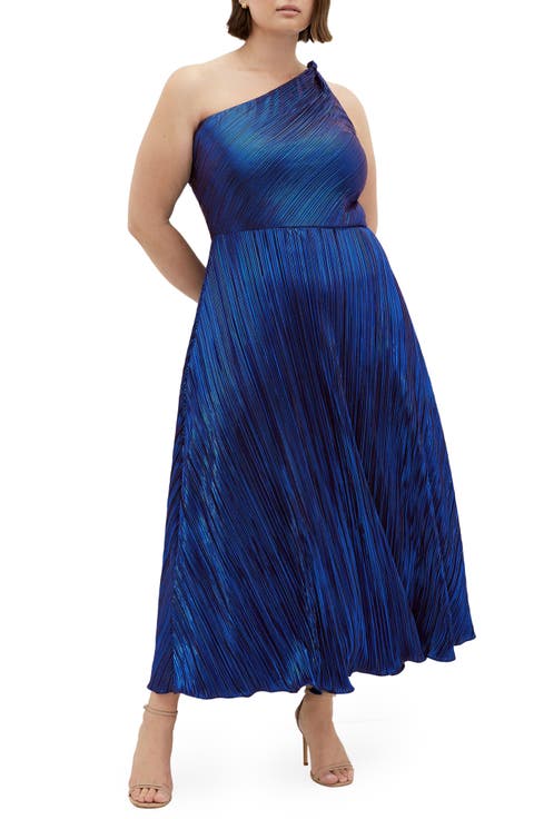 Kamila Metallic One-Shoulder Maxi Dress (Plus)