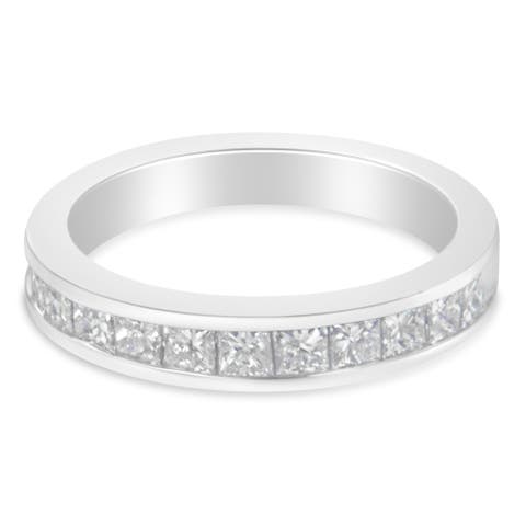 18K White Gold Princess Cut 1.0 Cttw Diamond Band Ring