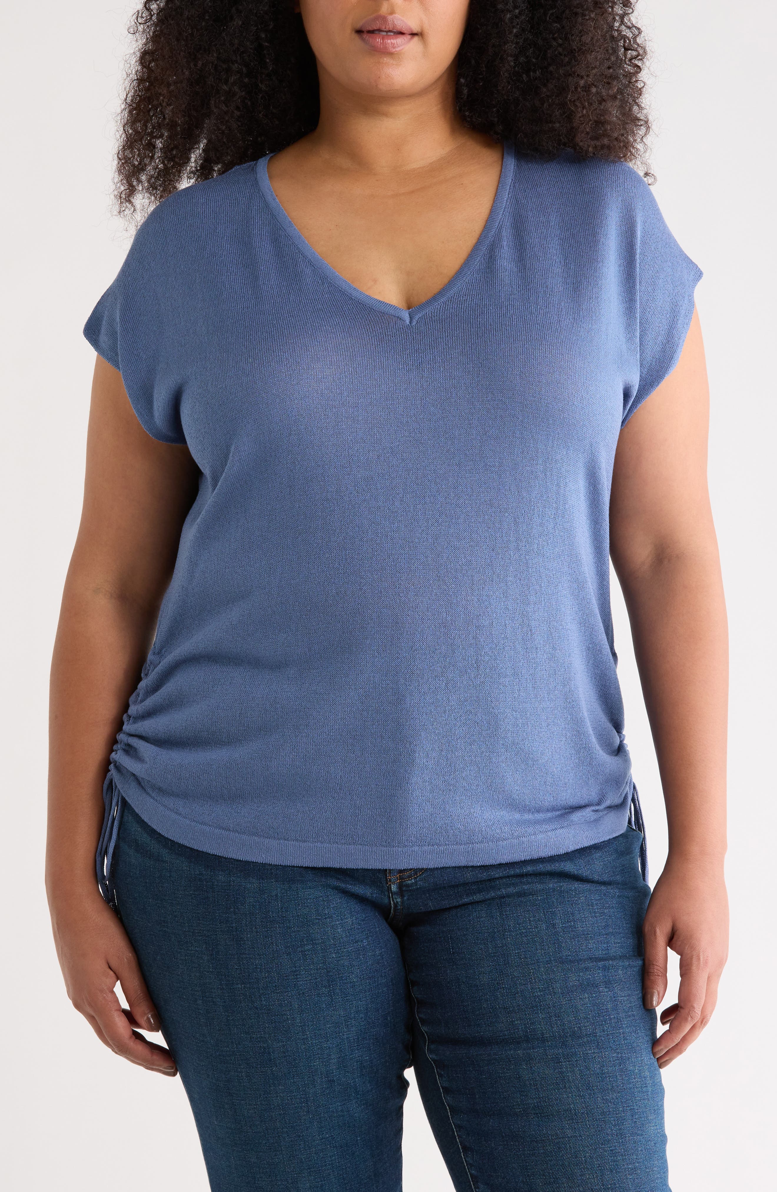 Ruched Cap Sleeve Sweater - image 5