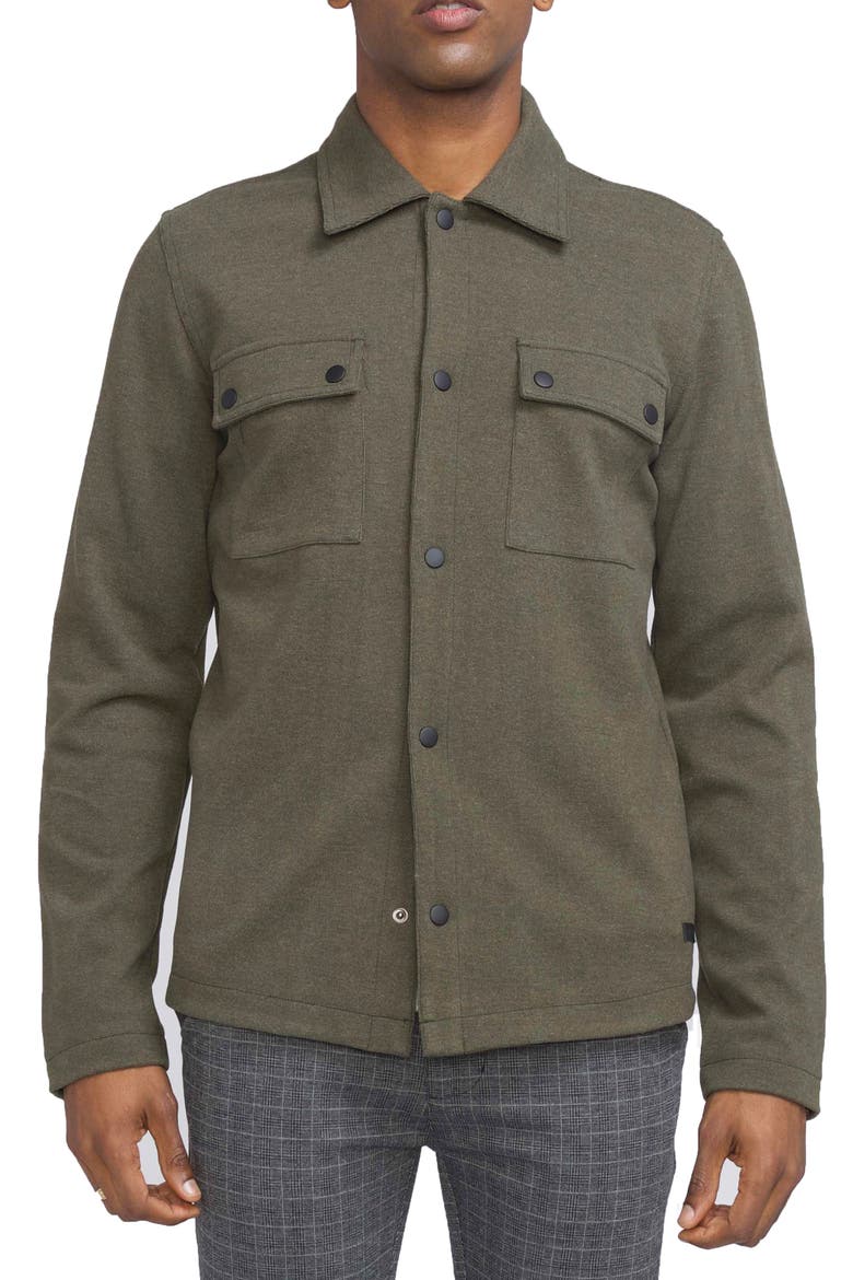 Snap Front Knit Jacket, Main, color, DARK OLIVE