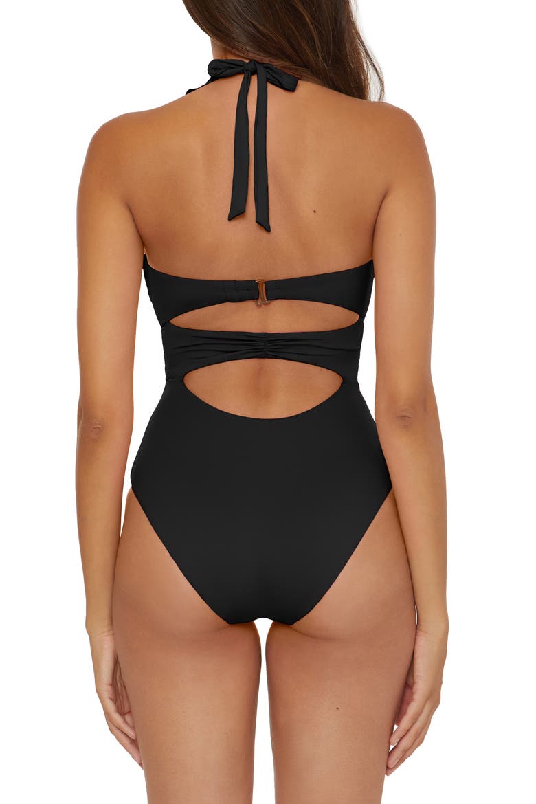 Ruffle Strappy One-PIece Swimsuit, Alternate, color, BLACK