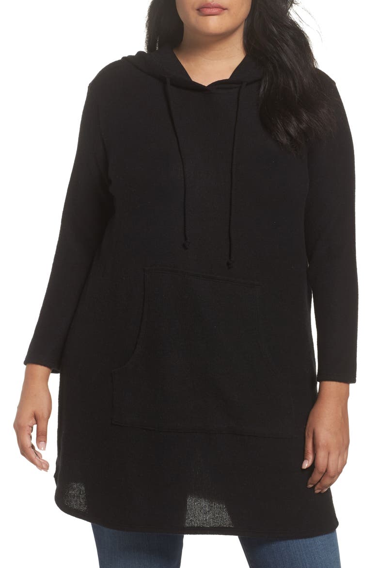 Hooded Knit Tunic, Main, color, BLACK
