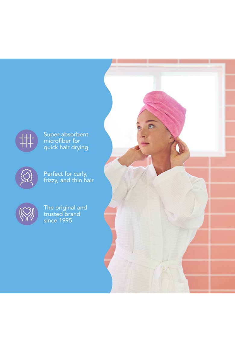 2 Pack Microfiber Hair Towel Wraps for Straight, Wavy, Curly Hair, Alternate, color, Wild Aster